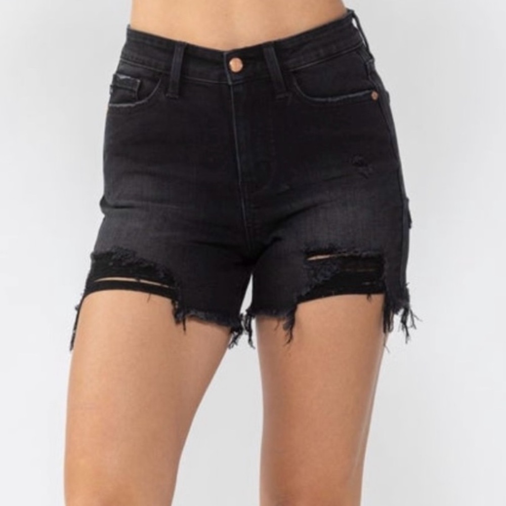 Judy Blue Black Distressed Women Shorts NWT